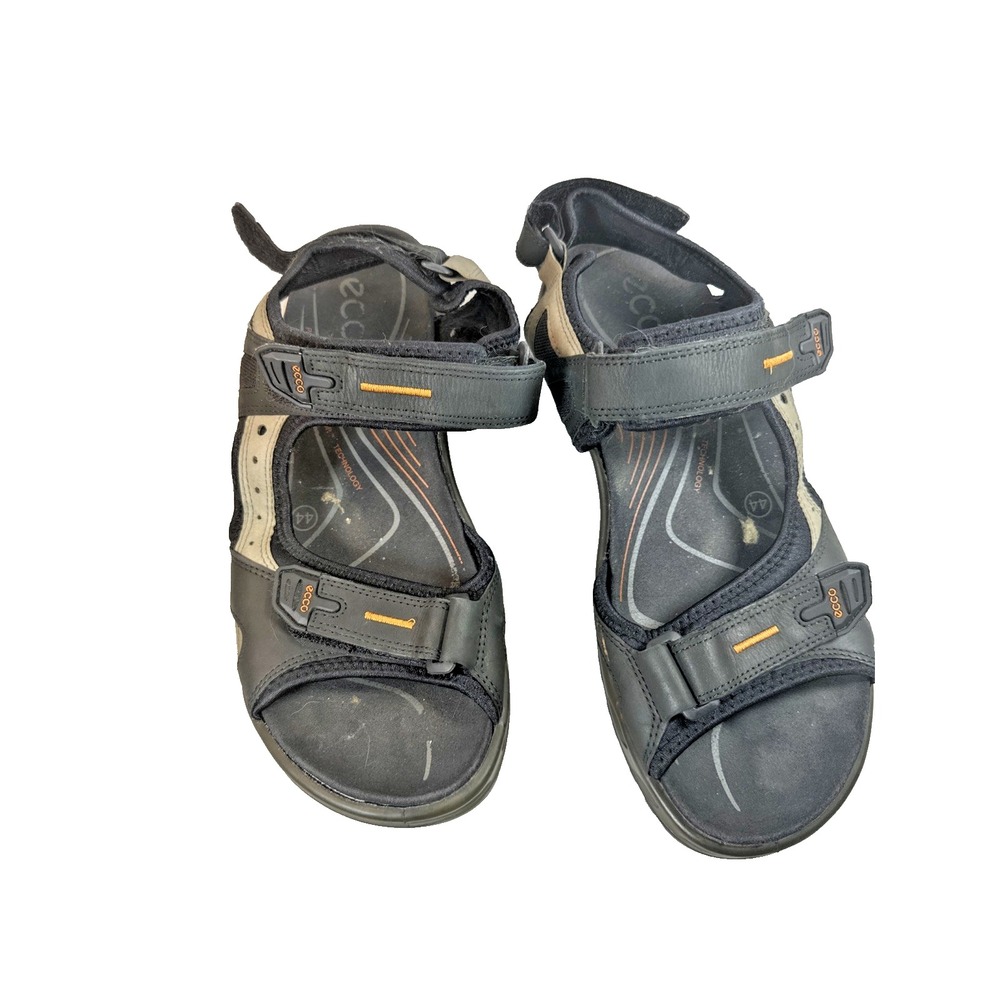 ECCO Men's Offroad Yucatan Hiking Sandals -Black Leather Size 44 (US 9.5/10) EUC